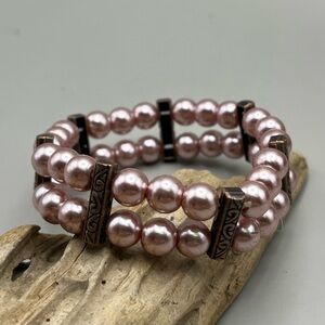 Elegant Stretchy Pink Beaded Bracelet